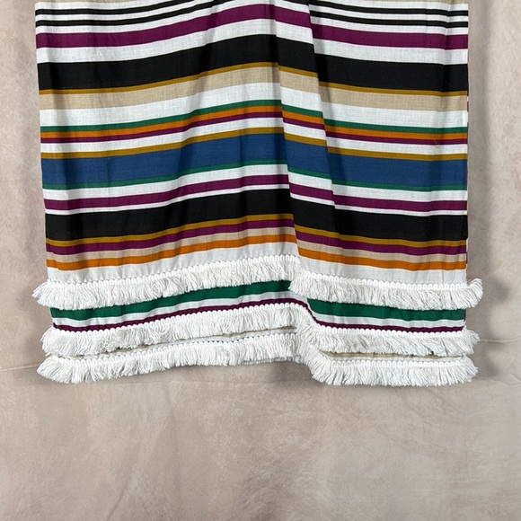 Bleu Rod Beattie Swimsuit Cover up Dress Striped Tiered Fringe Hem Embroidered S - Picture 6 of 11